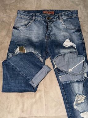 Distressed Women’s Jeans - Faded Blue Ripped Denim